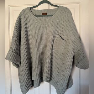 POL Women's Chunky Oversized Pullover Sweater Green Size Medium